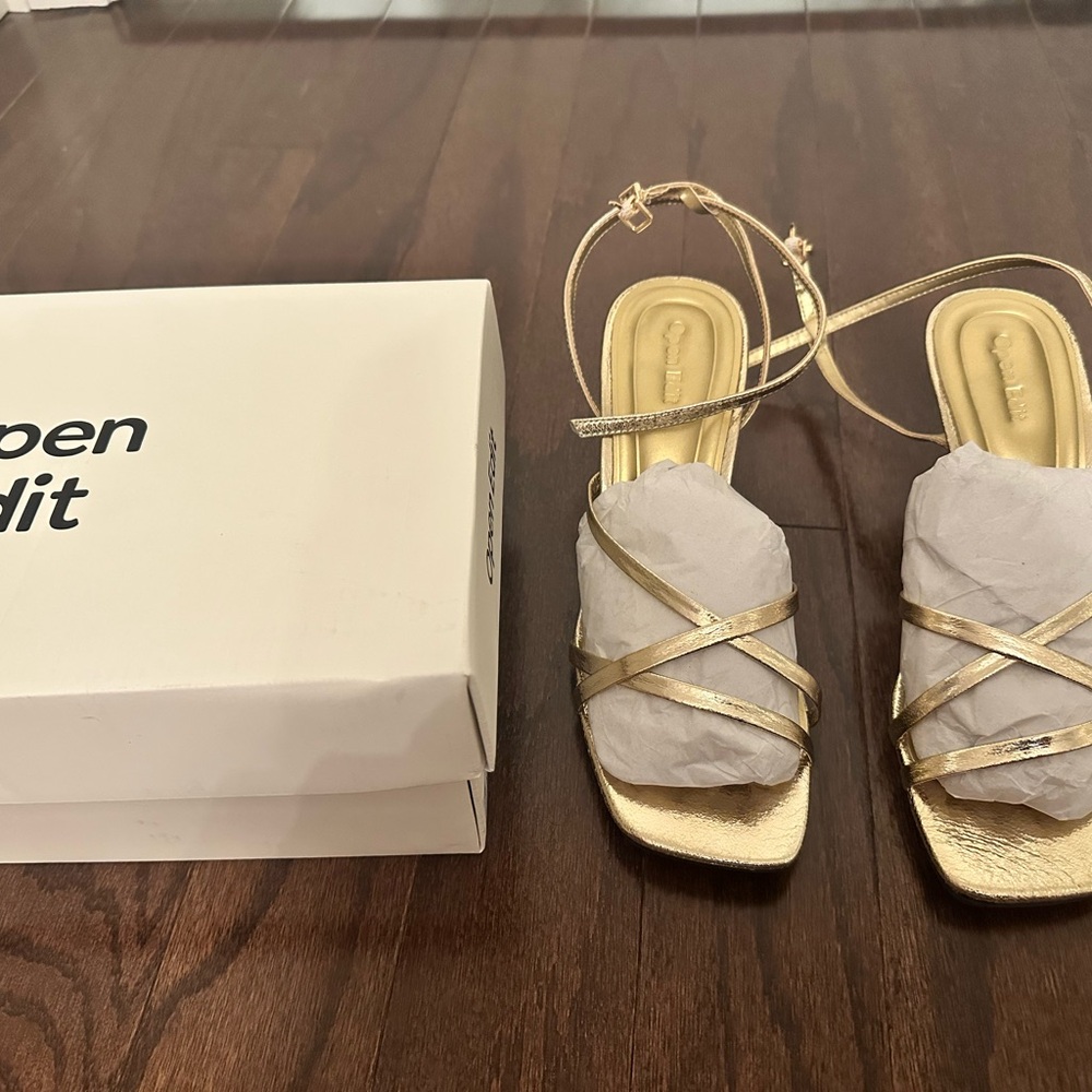 Open Edit Gold Strappy Women's Sandals
